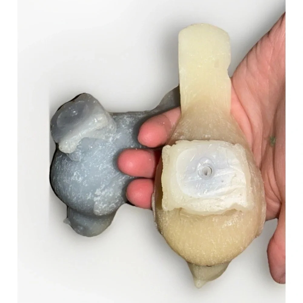 Vintage Style Bird Figurine Candles Set of 2 Yellow and Blue Grey Wax Songbirds